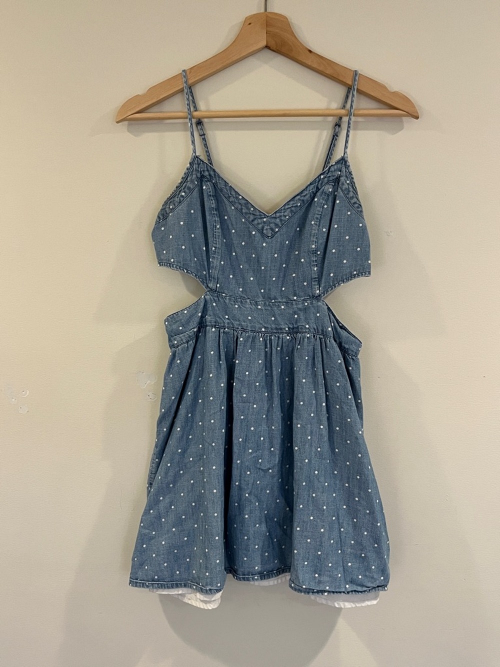 Abercrombie & Fitch Light Denim Style Blue Polka Dot Sundress